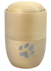 Preview: Tierune aus massivem Lindenholz mit silberner Pfote